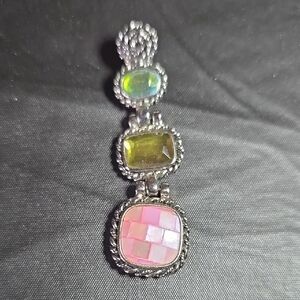 Elegant Silver and Pink Necklace Slide